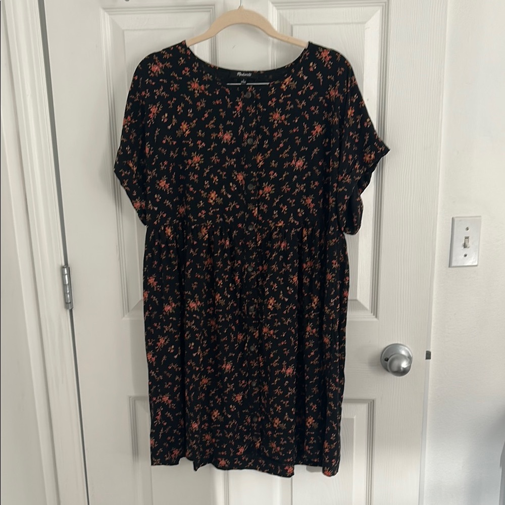 Madewell Floral Short Sleeve Mini Dress